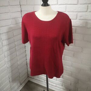Talbots Ladies Size Large Red Short Sleeves Lightweight Sweater